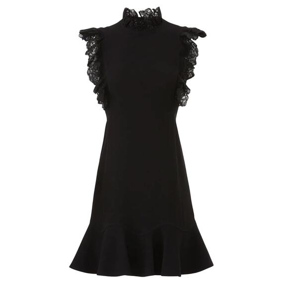 Rebecca Taylor NYC Flutter Sleeves Lace Dress in Black, Size US 0 - Picture 1 of 8